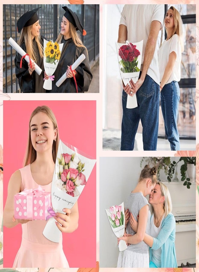 Threetols 20pcs Flower Bags for Bouquets, Kraft Flower Wrapping Bags Paper Floral Packing Sleeves Bouquet Bag for Birthday Wedding Thanksgiving Valentine's Day Teacher Friend Gift Florist Wrap Supply(white) - Image 3
